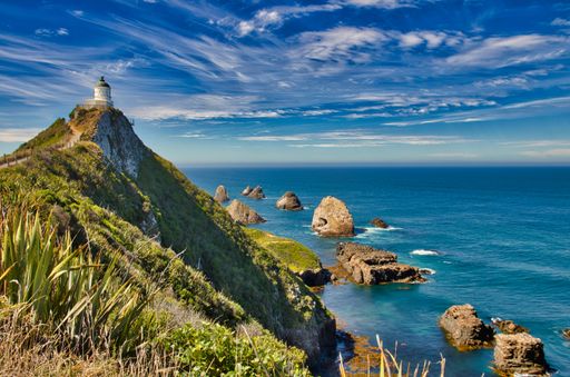 A beautiful view of Nugget Point Light House in Ahuriri, New Zealand
