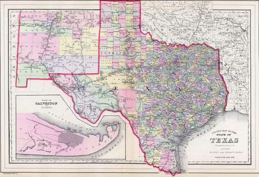 An 18-19th century detailed map of the State of Texas