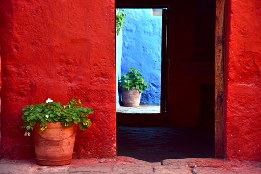Typical colorful colonial architecture in Arequipa, Peru