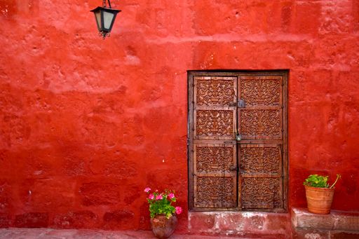 Typical colorful colonial architecture in Arequipa, Peru