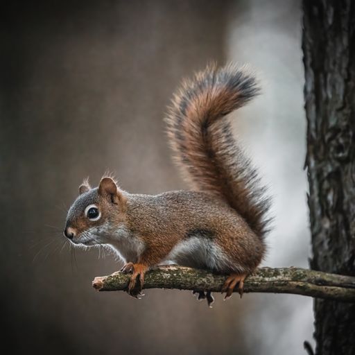 A closeup shot of a squirrel on the tree