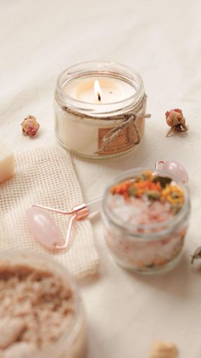 Homey Burning Candles - Concept For Comfort, Spirituality And Decoration. Symbol For Romance And Energy