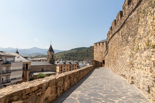 A mesmerizing shot of the city Ponferrada from the walls of the castle of the knight templar in Spain.