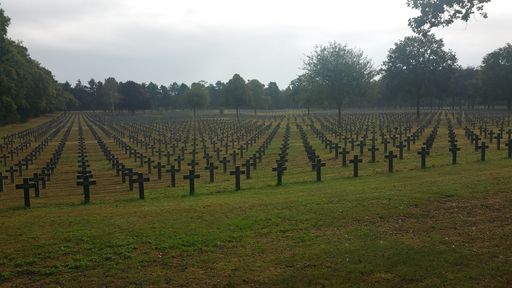 German War Cemetery (Kriegsgraberstatte) and memorial site in Ysselsteyn. The only German military cemetery in the whole Netherlands.Summer cloudy day