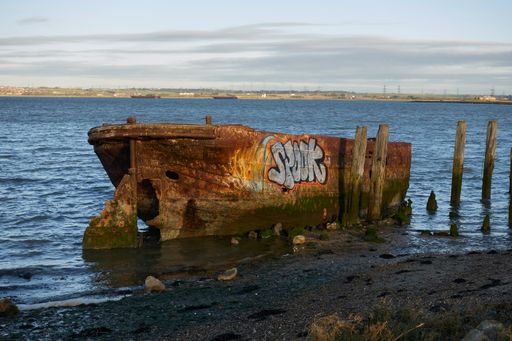 The Boat wreck at a riverside country park in Medway towns.