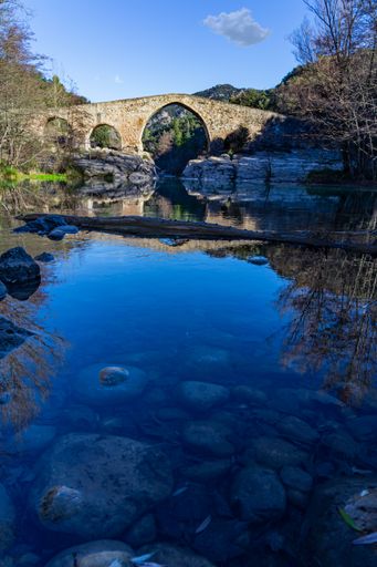 A vertical shot of the Devil's Bridge over the river Arda, Bulgaria