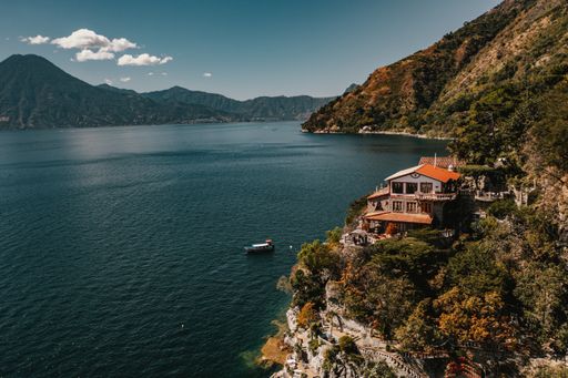An aerial view of the lake Atitlan in Guatemala, Central America