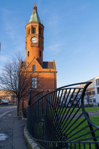 A vertical shot of an old victorian building in Belfast
