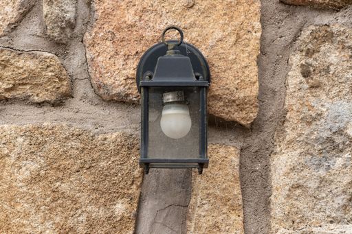 A closeup shot of a lamp on a wall background
