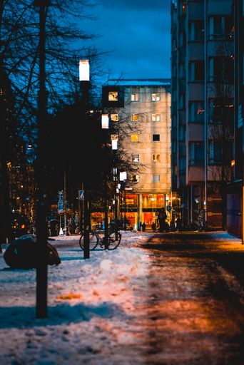 A vertical shot of Stockholm during December