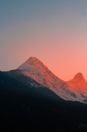A beautiful view of the sunset in the Dolomites