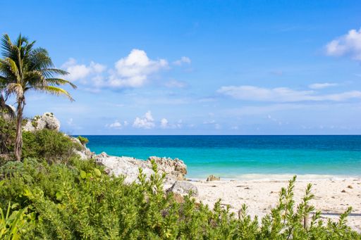 Sunny day in the caribbean sea of mexico.