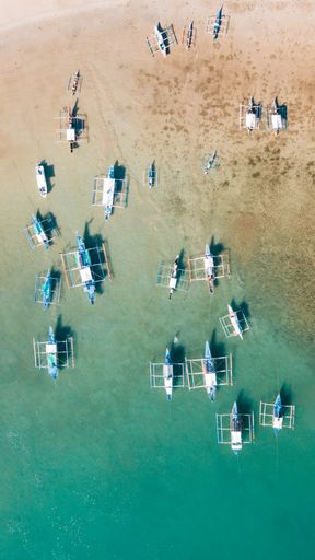 A beautiful view of boats in the El Nido beach in Palawan island, Philippines