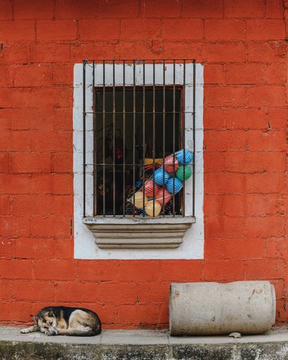 A closeup of a window from outside in Antigua, Guatemala