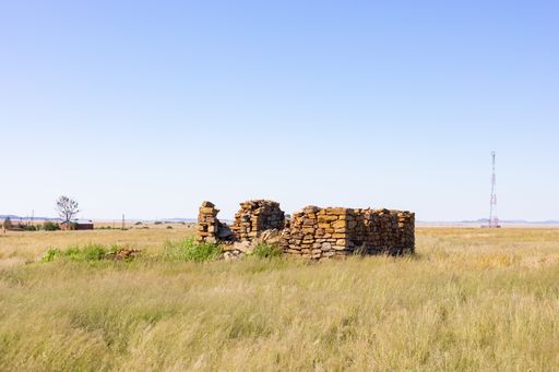 The old Ruins of a farm building in a Farming Area of the Karoo Semi-desert in South Africa