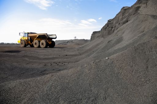 A Mining Dump Truck transporting Manganese for processing