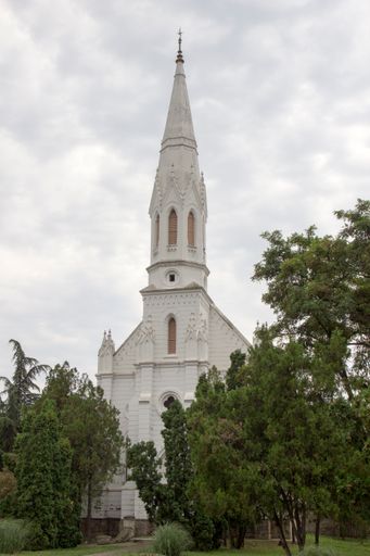 A vertical shot of the Catholic Church of Mary in the city of Novi Sad, Serbia