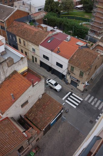 A vertical high angle shot of the streets of Terrassa in Catalonia