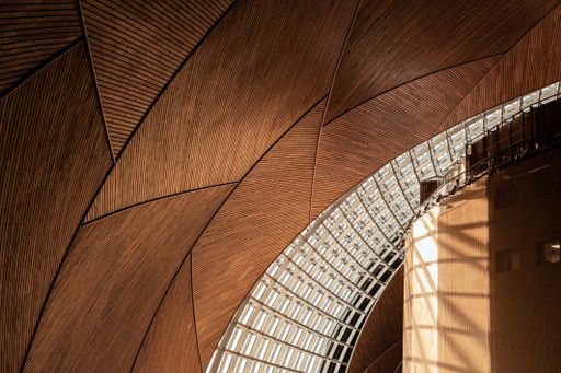 The futuristic interior design with shades of brown.