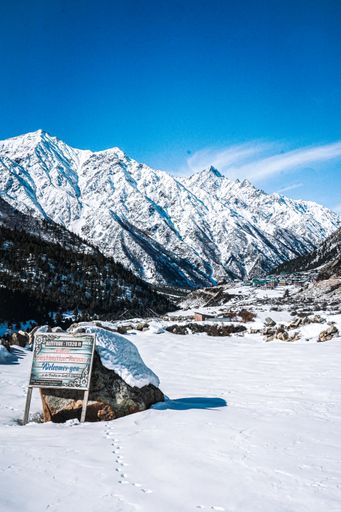 A beautiful landscape image of last Indian village Chitkul,  Spiti valley, India