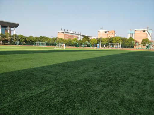 The view of the empty football field.