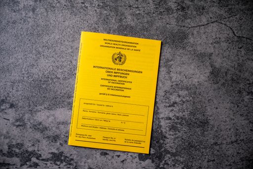 A top view of a certificate of vaccination