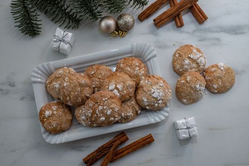 The sweet christmas gingerbread crinkle cookies on a table