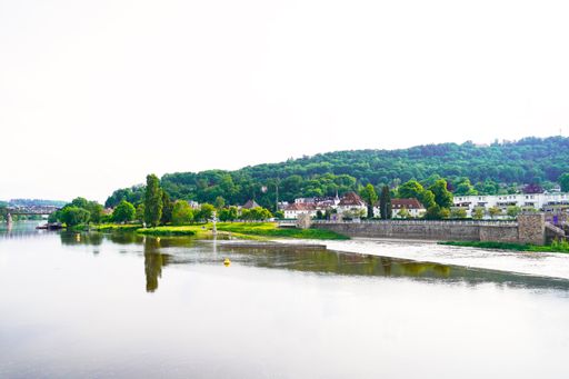 The city of Hamelin with a view of the Weser during daylight