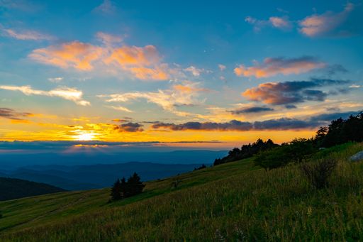 A beautiful sunset view at Whitetop Mountain, Virginia