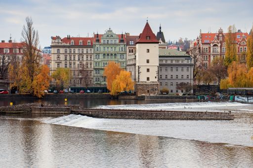 An amazing shot of Malostranska vodarna tower near Vltava river in Prague Czech Republic