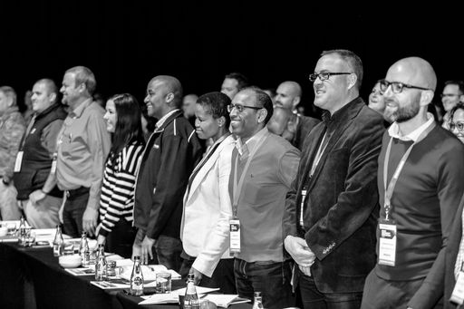 The Delegates attending sales convention at the large conference center in Johannesburg, South Africa