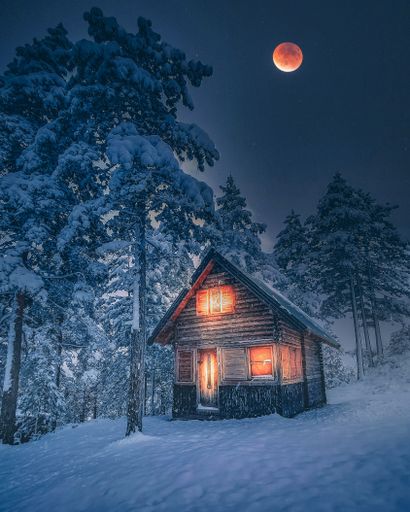 A closeup of a house in winter
