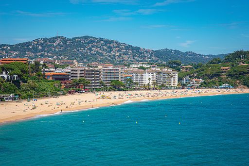 View of Nice beach of Fanals and apartments in Lloret the Mar