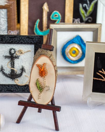 A selective focus shot of a handcrafted wooden easel