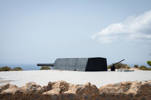 A daylight shot of a big coastal defense cannon