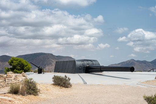 A daylight shot of a big coastal defense cannon