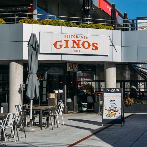 A view of the Facade of Gino's Italian restaurant in Las Tablas, Madrid, Spain