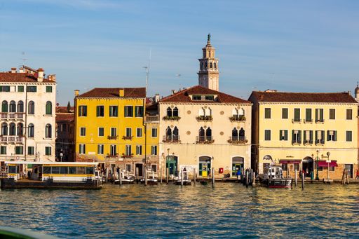 Venice, Italy - December 15 2021: View from Giudecca Channel