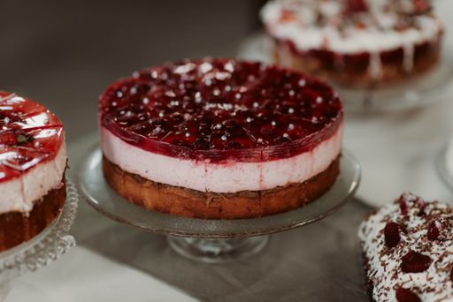 A selective focus shot of a delicious cheesecake