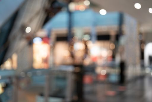 A blurred store interior with a soft focus as a background