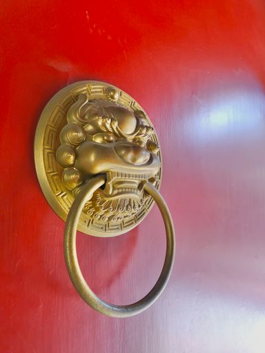 A closeup of a door knocker in Beijing