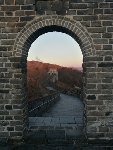 A closeup of a stone archway