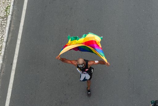 A Brazilian protests against the government of President Jair Bolsonaro in the city of Salvador