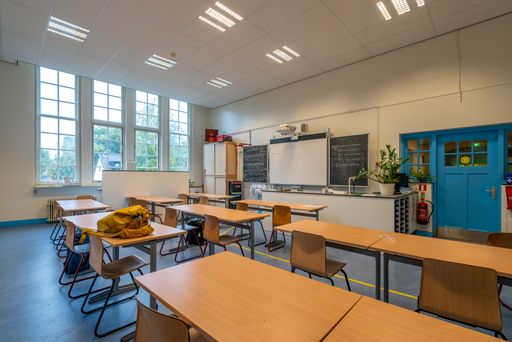An empty classroom in an elementary school
