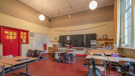 An empty classroom in an elementary school