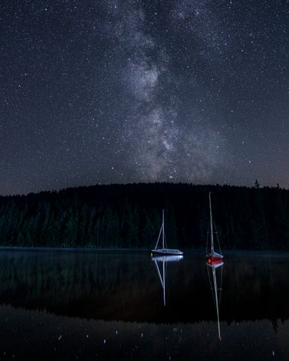 A vertical shot of the beautiful Milky Way in the night sky full of stars