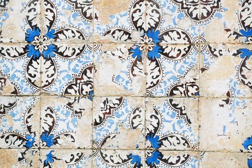 A closeup of typical Portuguese Azulejo tiles