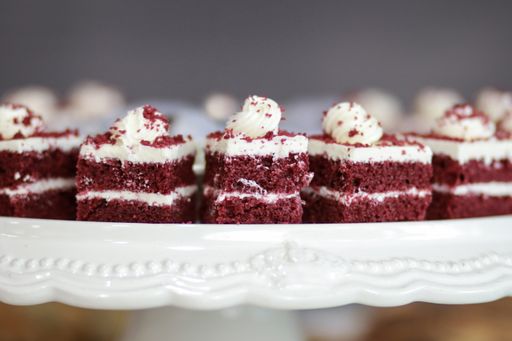 A closeup of a rich and creamy fresh red velvet pasties ready to be served