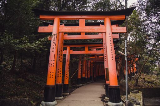 The exterior shot of Senbon Torii (Thousands Torii Gate) Shinto shrine in Kyoto, Japan