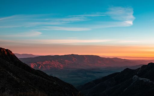 A high angle shot of beautiful Mount Laguna in California at sunset